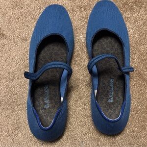 Rothy's Blue Knit Mary Jane Flats